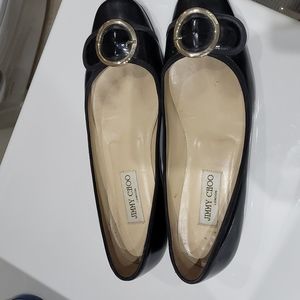 Jimmy Choo ballet flats Sz 39.5 black withh silver buckle